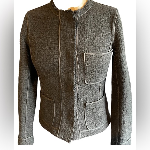 Vince Sweaters - Vince Womens Textured Tweed Wool Black Cardigan/Blazer Size 8